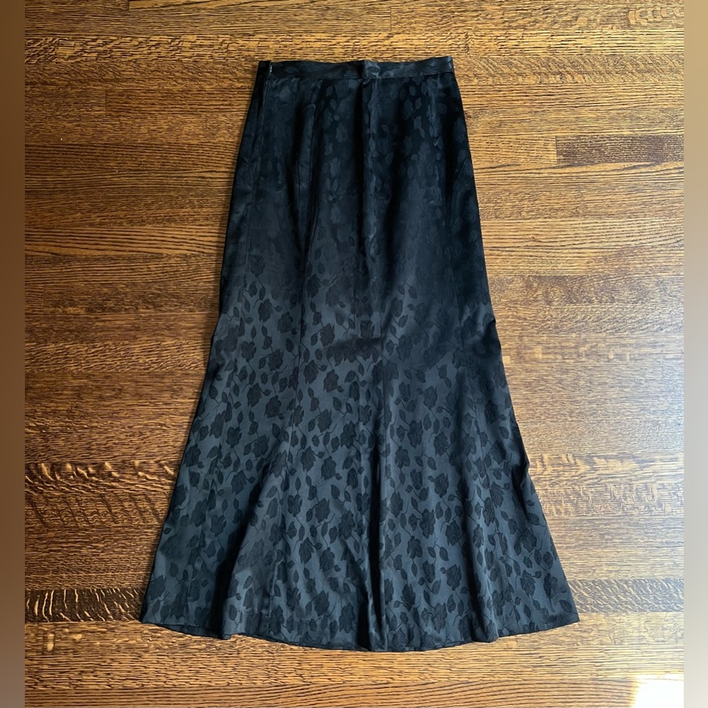 Vintage Silk Rose Maxi Skirt, Tailored Long Floral Skirt - Picture 4 of 6